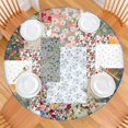 thumbnail image 2 of Pioneer Flower Floral Print Pattern Round Fitted Tablecloth with Elastic Edge,Dining Table Cover Waterproof,Outdoor Round Tablecloth for Camping,Dining,Indoor and Outdoor, 2 of 7