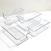 iDesign 4-Piece 50% Recycled Plastic Organizer Bin Set for Pantry and Cabinet Organization, Various Sizes, Clear