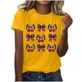 thumbnail image 5 of Feancey Fourth of July Shirts for Women Bows Graphic Tees Independence Day Short Sleeve Patriotic T-Shirt Teen Girl Cute Holiday Tops Yellow XXL, 5 of 5