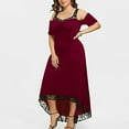 thumbnail image 2 of Summer Plus Size Maxi Dresses for Women Ladies Short Sexy Lace Cold Shoulder Short Sleeve Cocktail Party Long Dresses, 2 of 7