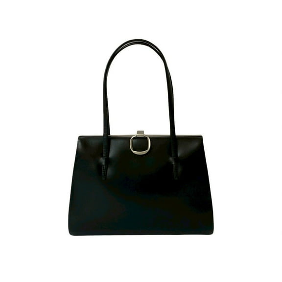 Pre-Owned LOEWE Calf Leather Clasp Mini Handbag/Tote Bag, Black/Silver, 79970 (Good)