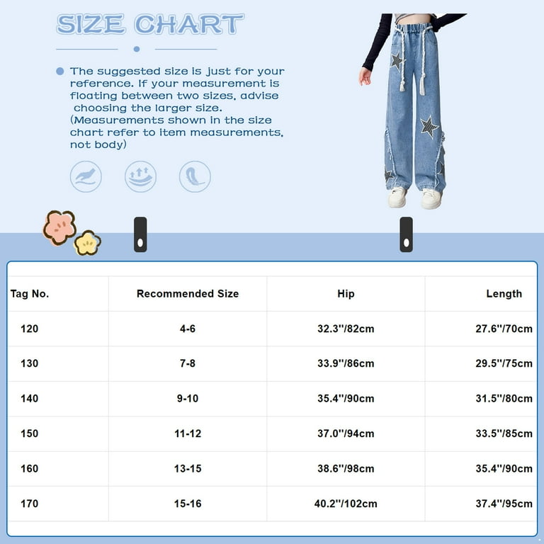 Yeahdor Kids Girls Stars Printed Ripped Jeans with Pockets