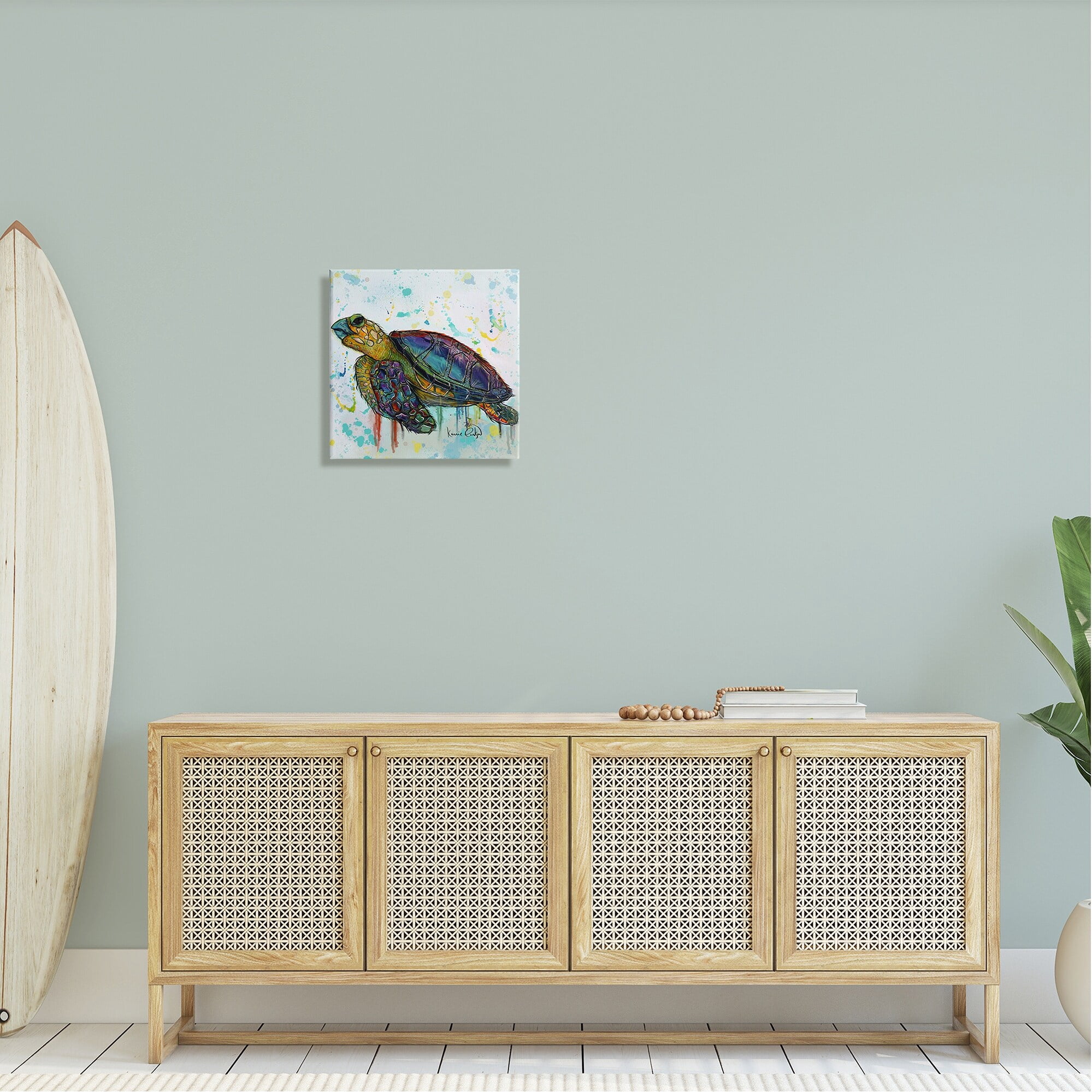 Stupell Industries Urban Street Style Sea Turtle Paint Drip Painting Gallery Wrapped Canvas Print Wall Art, Design by Karrie Evenson