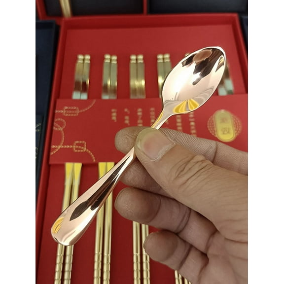 Wollet Solid Pure Copper Spoon for Kids,  Dessert Ice Cream Coffee Spoon 10*2cm, Fruit Fork 10*1cm, Copper Brass Soup Spoon, Rice Spoon, Small Spoon Fork