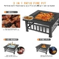 thumbnail image 3 of Fire Pits for Outside, UHOMEPRO 32" Square Iron Fire Pit Backyard Patio Garden Stove Wood Burning Fire Pit w/ BBQ Net, Waterprrof Cover, Mesh Screen Lid, Wood Grate, Poker, Durable Fire Pit, 3 of 9