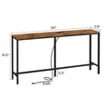 thumbnail image 7 of Sofa Table, Console Table with Charging Station, 63" Narrow Entryway Table, Behind Couch Table for Living Room, Hallway, Retro Brown, 7 of 7