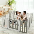 thumbnail image 2 of Gymax 14-Panel Baby Playpen Kids Activity Center Foldable Play Yard w/ Lock Door Beige, 2 of 10