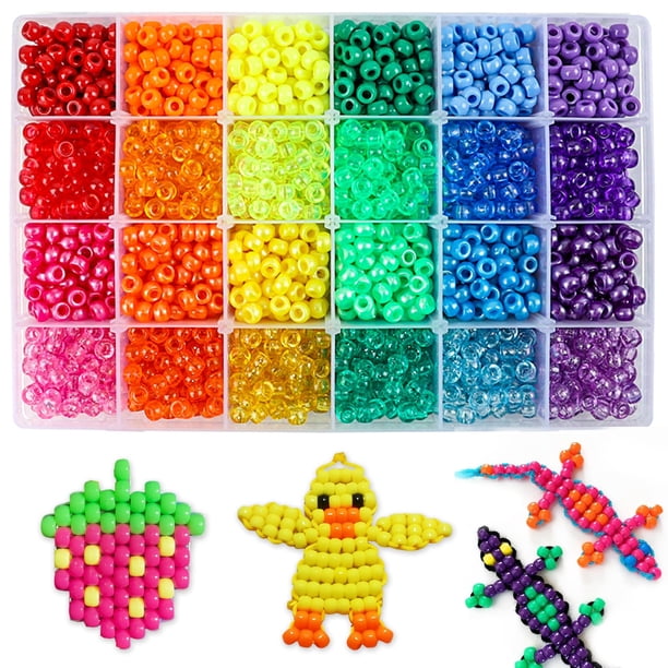 Kit de cuentas de poni QUEFE 2880 piezas para manualidades, 6 x 9 mm, 24 colores