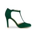 thumbnail image 3 of BLISSFUL STEP Women's Shoes Round Toe Stiletto Heel T-Strap Sandals Green 5.5, 3 of 7