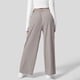 thumbnail image 5 of Pantalones de vestir de cintura alta y pierna ancha para mujer: cintura elástica, algodón y lino, bolsillos; pantalones informales de oficina., 5 of 7
