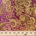 thumbnail image 4 of Metallic Paisley Gold Brocade Fabric 60" By Yard in Red Yellow White Purple Blue (Purple / Gold), 4 of 4