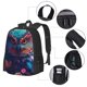 thumbnail image 2 of Balery Colorful Feather Owl Mochila para hombre y mujer - Tela Oxford 600D resistente - Gran capacidad, resistente al agua, ideal para la escuela, viajes y senderismo, 2 of 6