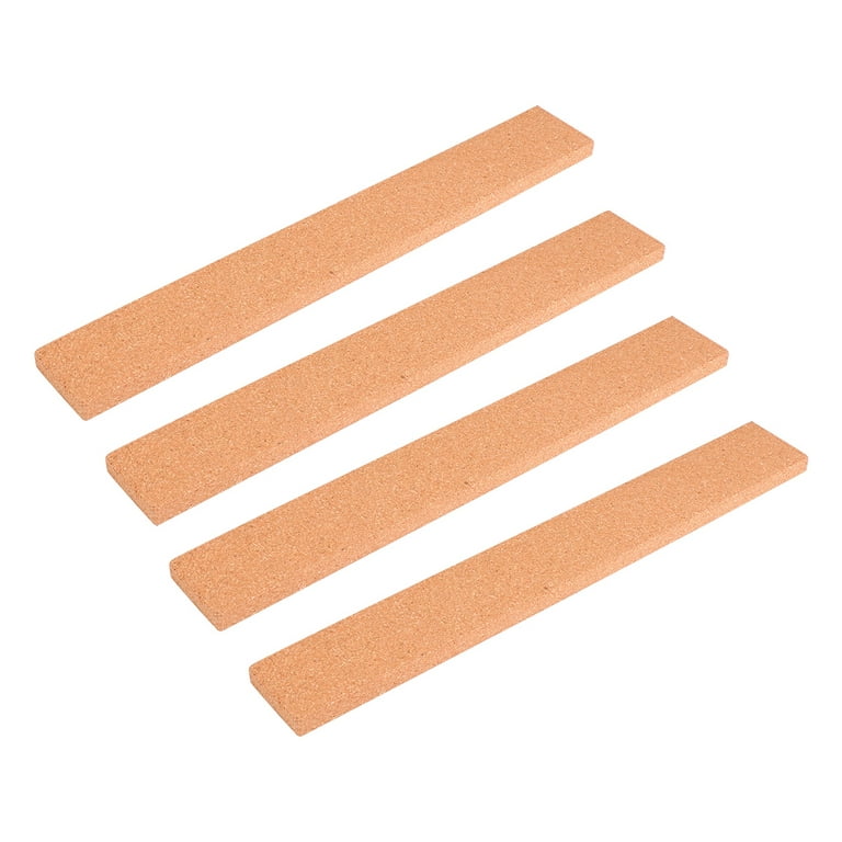 OUNONA 4pcs Cork Bulletin Bar Strip Natural Frameless Cork Board Strips  with Pushpins 