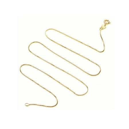 Box Chain Necklace - 18k Gold Plated Sterling Silver .8 mm Thin Box Chain Necklace Made in Italy 12