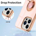 thumbnail image 2 of for iPhone 14 Pro Case with Ring Holder Luxury Glitter Plating Gold Edge 360 Rotation Kickstand Phone Case for Women Shockproof Soft TPU Anti-Scratch Protective Cover Case-Pink, 2 of 12