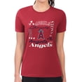 thumbnail image 4 of Women's G-III 4Her by Carl Banks Red Los Angeles Angels Super-Slim Fit Lightweight Collage Team Graphic Crew Neck, 4 of 5