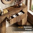 thumbnail image 4 of Finmind 39" Wood Console Table with Drawer, Narrow Farmhouse Sofa Table for Living Room, Brown, 4 of 7