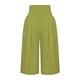 thumbnail image 4 of Pantalones capri casuales con cintura elástica y efecto lino para mujer - Pantalones deportivos de color liso con tejido crepé lavado para un uso diario cómodo, 4 of 5