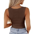 thumbnail image 4 of Lumtrix Womens Tank Tops Scoop Neck Sleeveless Ribbed Tank Summer Basic Thick Strap Slim Fitted Racerback Tops Brown XL, 4 of 4