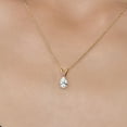 thumbnail image 3 of Gem Stone King 14K Yellow Gold White Created Sapphire and Pink Lab Grown Diamond Pendant Necklace for Women | 1.02 Cttw | Gemstone September Birthstone | Pear Shape 7X5MM | With 18 inch Chain, 3 of 6