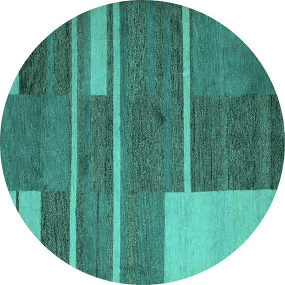 Ahgly Company Indoor Round Abstract Turquoise Blue Contemporary Area Rugs, 8' Round