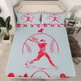 thumbnail image 2 of Homewish Grey Red Baseball Bed Sheets for Teens, Vintage American Sports King Sheets, Cartoon City Print Sheet Set, Breathable Home Decor, 4-Piece, 2 of 7