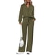 thumbnail image 1 of Conjuntos de salón de manga larga PRETTYGARDEN para mujer, casual, top y pantalones de 2 piezas, sudadera con bolsillos (verde militar, talla mediana), 1 of 8