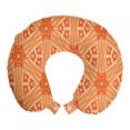 thumbnail image 1 of Abstract Travel Pillow Neck Rest, Repeating Pattern Monochrome Connected Lines Floral Details, Memory Foam Traveling Accessory Airplane and Car, 12", Peach Vermilion, by Ambesonne, 1 of 2