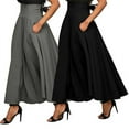 thumbnail image 2 of Women High Waist Pu Leather Skirt Faux Leather High Slit Flared Swing Maxi Skirt Irregular Long Skirt, 2 of 3