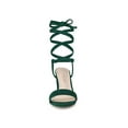 thumbnail image 6 of BLISSFUL STEP Women's Open Toe Lace up Block High Heels Sandals Green 7, 6 of 8