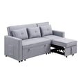 thumbnail image 2 of Benzara Jayce 80" Fabric Convertible Sleeper Sofa with Side Pocket in Light Gray, 2 of 5