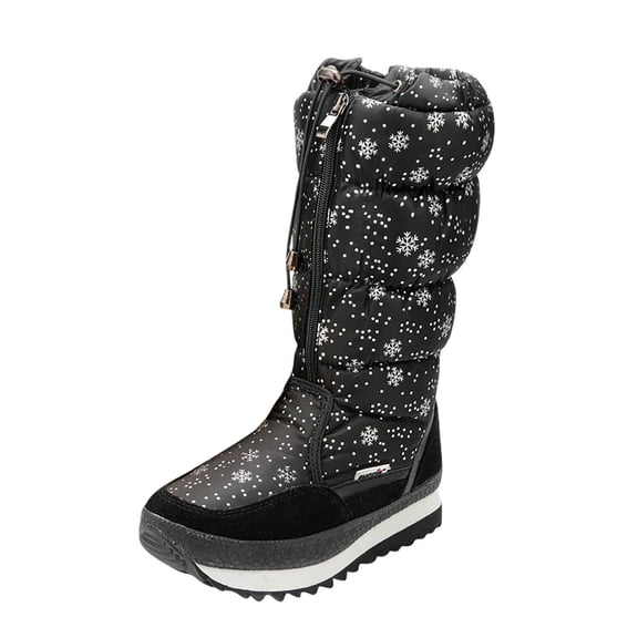 Xfvqtps Womens Lace up Snow Boots Chunky Sole Winter Mid Calf Boots Comfortable Warm Faux Fur Lined Casual Fashion Boots for Women Black