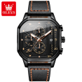 thumbnail image 1 of OLEVS Genuine Leather Strap Waterproof Black Watch forAdult Male with Gift Box, 1 of 10