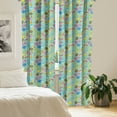 thumbnail image 2 of Ambesonne Turtle Window Curtains, Colorful Sea Elements Scene, Each 28" W x 84" L, Seafoam and Multicolor, 2 of 4