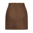 thumbnail image 4 of Luxtrada Women's Faux Suede High Waist A-line Split Mini Skirt (Brown,M), 4 of 8