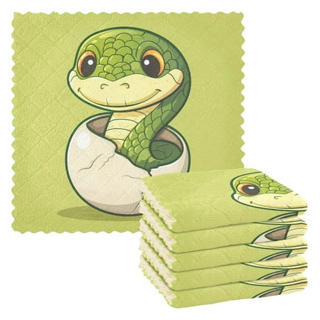 

Kitchen Dish Towels Soft Absorbent Dish Cloths 11 x11 Cute Snake in Eggshell 6 Packs