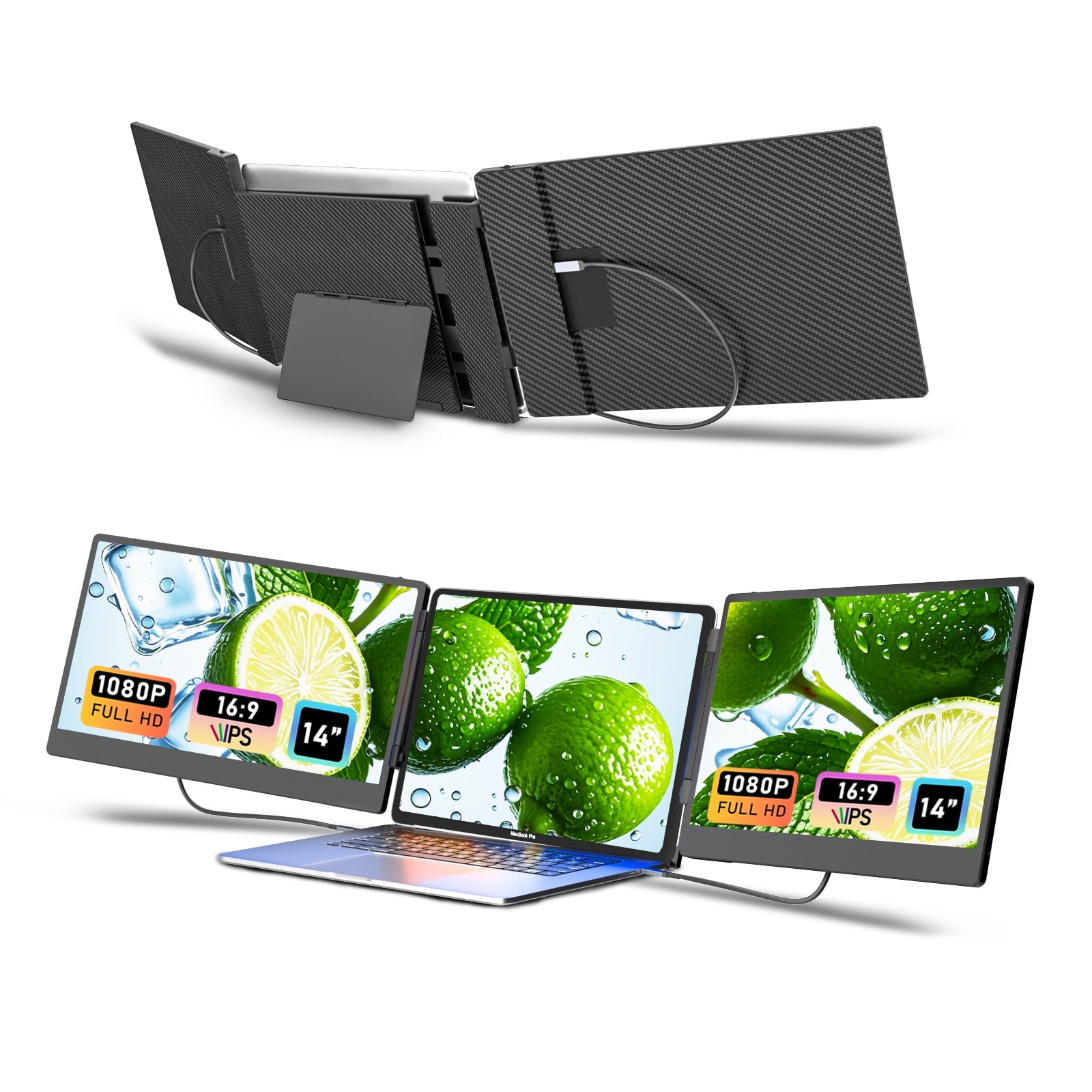 Laptop Screen Extender, 14" FHD 1080P IPS Laptop Monitor for Laptop , Built-in Stand, Metal Portable Dual Second Monitor Fit HDMI/USB-A/Type-C Plug & Play for Wins/Mac/Switch