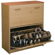 Venture Horizon Premium Shoe Cabinet, Dual Compartment, Oak