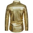 thumbnail image 4 of Men's Sequin Dress Shirt with Lapel Long Sleeve Button Down Bright Face T Shirt Gold 3XL, 4 of 6