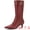 Burgundy, variant on DARING DIVA Women's Stylish Pointed Toe Kitten Heel Knee High Boots Black 7