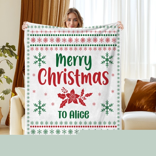 Style2, variant on JML USA Custom Christmas Soft Flannel Blanket and Throw, Personalize with Texts and Festive Elements, Eco-Friendly, Multiple Sizes, Quick Shipping