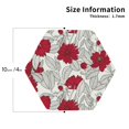 thumbnail image 3 of Kll Hexagon Drink Coasters Set Of 4,Pu Leather Absorbent Coasters Set Decorative Coffee Cup Coasters Housewarming Gift For Home Decor-Leaves And Anemone Flowers In Red Grey, 3 of 9