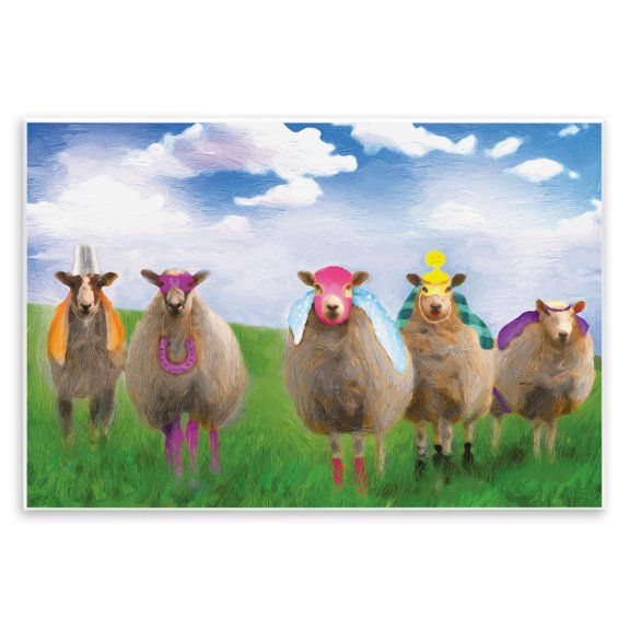 Stupell Industries Superhero Sheep in Field Animals & Insects Painting Unframed Art Print Wall Art, 15 x 10