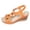 Orange, variant on Rokment Women's Wedge Dressy Sandals Stylish Casual Leather Metal Buckles Platform Chunky High Heels Elastic Ankle Strap Slingback Dress Summer Shoes Black Size 6