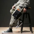 thumbnail image 5 of Pantalones cargo de harén de alta calidad para hombre, pantalones estilo emo Y2k, con múltiples bolsillos, para exteriores, informales, holgados y anchos, para senderismo, 5 of 5