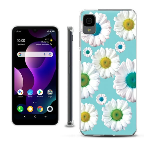Slim-Fit Gel TPU Phone Case for TCL 30Z / 30 Z / 30 LE, by OneToughShield ® - Daisy/Teal