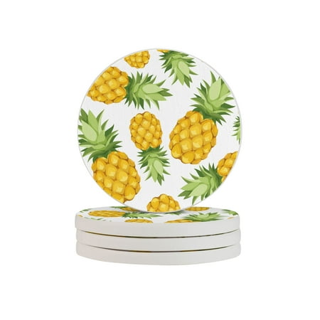 

Circular Drink Coasters Set Pineapples Beautiful Home Decor Diatomite Heat-Resistant Diatomite Protect Table Countertop