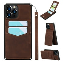 Wallet Case for iPhone 12 6.1-inch, iPhone 12 Pro Cover with Removable Lanyard, Allytech PU Leather Shockproof Magnetic Lock [7 Card Slots] Purse Case for iPhone 12/ 12 Pro 2020, Brown