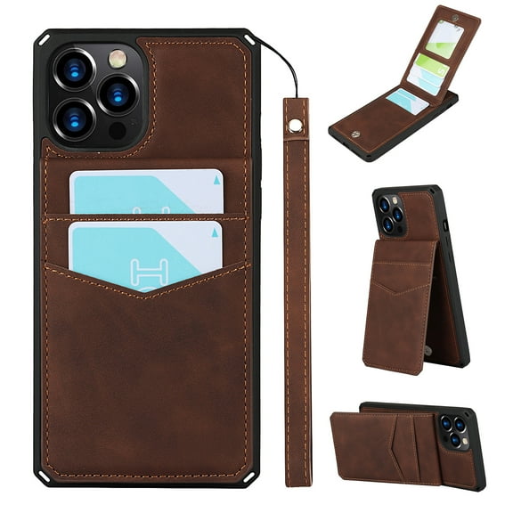 iPhone 11 Pro Max Case with Card Holder, Allytech Slim PU Leather Protective Case [7 Card Slots] Folio Stand Magnetic Snap Wallet Cover with Detachable Hand Strap for iPhone 11 Pro Max 2019 6.5",Brown