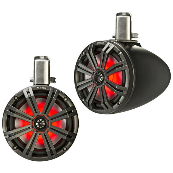 Kicker 45KMTC65 Marine Audio Boat 6 1/2" Tower Pod Speaker System Pair Charcoal